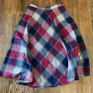 Chic Plaid A-Line Skirt in Red and Blue
